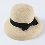 Load image into Gallery viewer, Hepburn bow ribbon sun hat women&#39;s straw hat Bucket hat color sunscreen sun hat beach hat wholesale  Amaijoin
