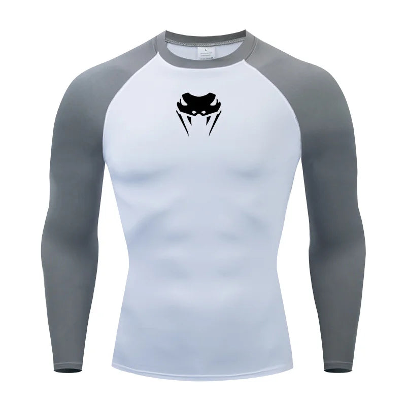 Men O-Neck Compression Shirt Gym MMA Long or Short Sleeve T-shirt Men's Fitness Bodybuilding Clothes Rashguard Sports Top Tees  Amaijoin