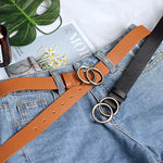 Carregue a imagem no visualizador da Galeria, Double Ring Belts for Women Girls Fashion Leopard Waist Belt PU Metal Pin Buckle Belt Leisure Dress Jeans Wild Waistband  Amaijoin
