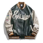 Carregue a imagem no visualizador da Galeria, Letter Embroidery Leather Jacket Men Women Spring Motorcycle High Street Baseball Bomber Jacket Unisex Loose Varsity Coat Couple  Amaijoin
