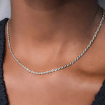 Carregue a imagem no visualizador da Galeria, eManco 2/3/4/5MM Rope Chain Necklace Silver Color Chains Stainless Steel Never Fade Waterproof Choker Men Women Jewelry  Amaijoin
