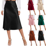 Load image into Gallery viewer, 2022 Ladies Chiffon Silk Skirt Fashion Women&#39;s Midi Skirt High Waist Solid Color Satin Dress Zipper Elegant Female Summer Skirts  Amaijoin
