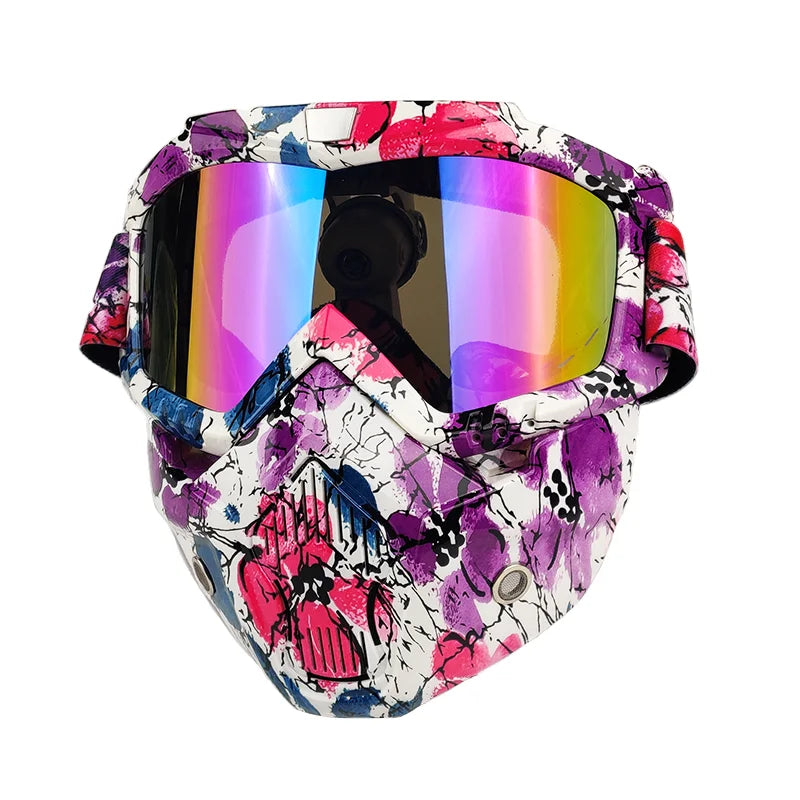 Motorcycle Mask Sakura Pattern Street Hip Hop Face Mask Motorcycle Goggles Mask Open Face Motorcycle Helmet Cycling Face Shield  Amaijoin