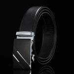 Carregue a imagem no visualizador da Galeria, For Men Famous Work Business Black Cowskin PU Strap Men Leather Belt Metal Automatic Buckle Brand High Quality Luxury Belts  Amaijoin
