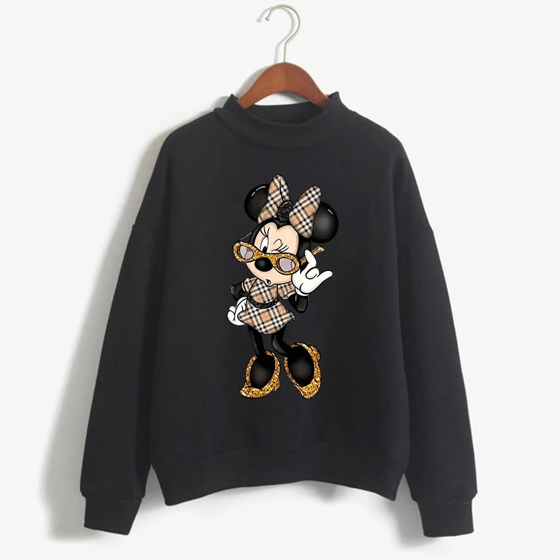 Fashion Hoodies Turtleneck Minnie Kawaii Cartoon  Anime Sweatshirt Disney Mickey Mouse Hoodie Clothes Girl Boy Top Sweatshirts  Amaijoin