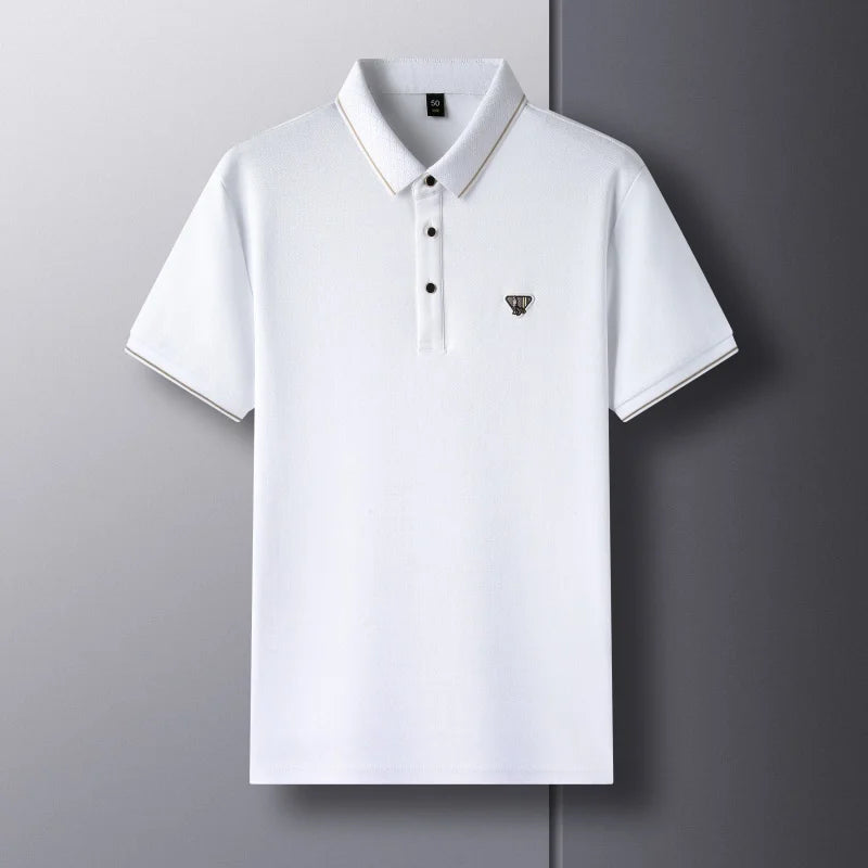 Light luxury brand embroidered POLO shirt men's short sleeve summer new trend pattern flip collar T-shirt high-end Paul shirt  Amaijoin