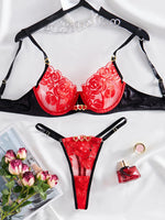 Carregue a imagem no visualizador da Galeria, Transparent Lingerie Woman Lace Embroidery Bra Attractive Chest Suspenders Super Hot Underwear Romantic Erotic Sexy Outfits  Amaijoin
