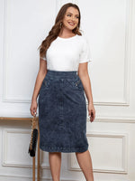 Carregue a imagem no visualizador da Galeria, LIH HUA Women&#39;s Plus Size Denim Skirt Spring Chic Elegant Skirt For Chubby Women&#39;s Knitting Cotton Skirt  Amaijoin
