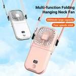 Carregue a imagem no visualizador da Galeria, Mini Portable Outdoor Hand Fan Hanging Neck Fan USB Charging 3000mAh Battery Powered 180° Folding Wireless Table Air Cooling Fan  Amaijoin
