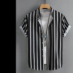 Load image into Gallery viewer, Men&#39;s Shirt Button Up Shirt Casual Shirt Summer Shirt Beach Shirt  Short Sleeve Striped Band Collar Hawaiian Clothing Fashion  Amaijoin
