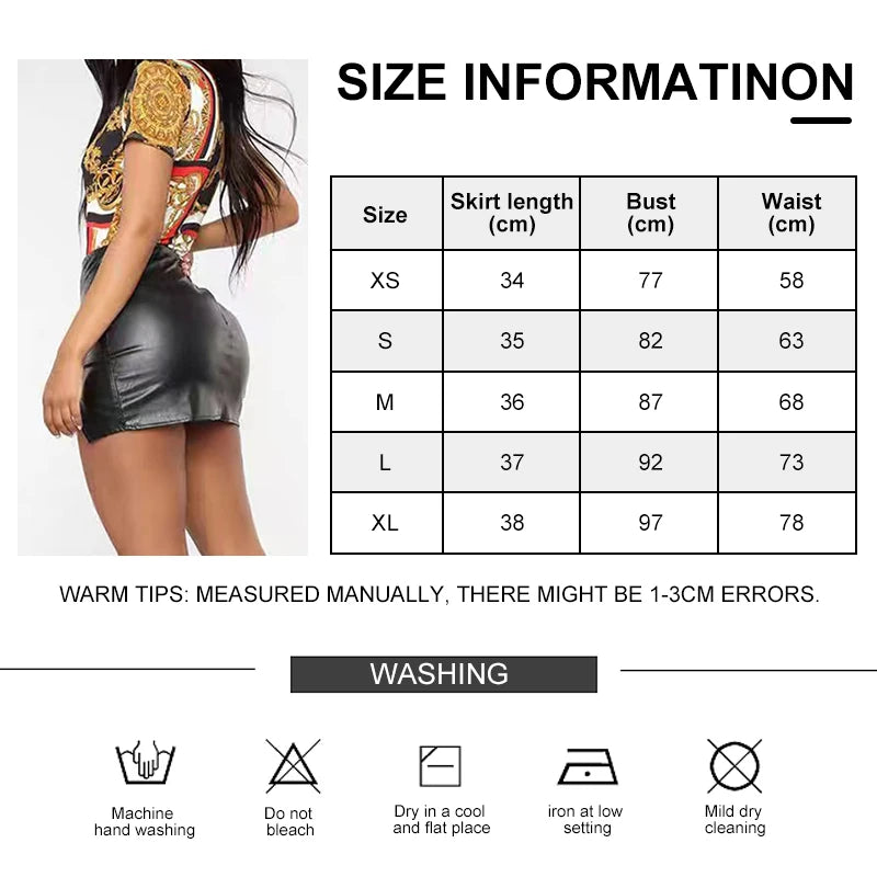 Sexy High Waist Wrapped Hip Skirt Women Leather Black Comfortable Split Short Lady Skirt Party Dress Nightclub  Amaijoin