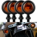 Load image into Gallery viewer, 2/4PCS Universal Metal Retro Motorcycle Turn Signal 12V Indicator Light  Black Chrome Bullet Running Lights Lamp Amber Blinkers  Amaijoin
