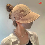 Carregue a imagem no visualizador da Galeria, Foldable Wide Brim Ponytail Sun Hat Drawstring Adjustable Cap  Summer Quick-dry Visor Fisherman CapFor Women Beach Hat  Amaijoin
