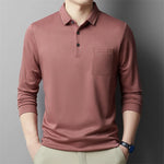 Carregue a imagem no visualizador da Galeria, New Men&#39;s Casual Long Sleeve Polo Shirt Fashion Solid Color Top  Amaijoin
