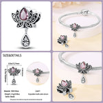 Carregue a imagem no visualizador da Galeria, 925 Sterling Silver Classic Purple Retro Heart Shape Lotus Angel Pattern Charms Beads Fit Pandora Original Bracelets DIY Jewelry  Amaijoin
