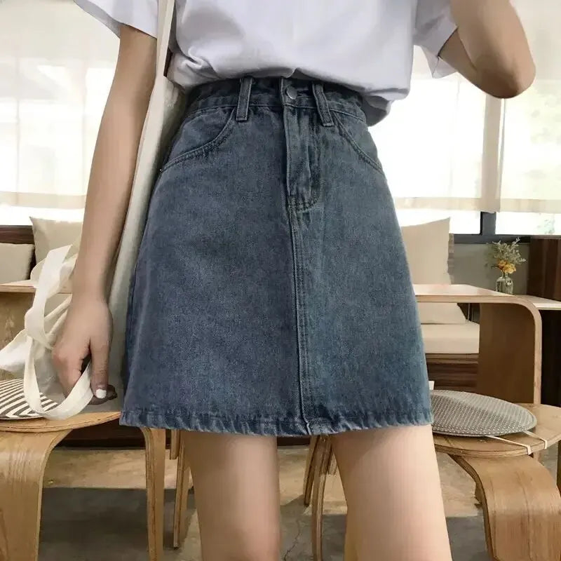 A- line Skirt High-waisted Slimming Denim Mini Dress Spring Summer 2024 New Style Women's Fashion Trend  Amaijoin