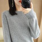 Carregue a imagem no visualizador da Galeria, Warm Sweater for Women Wool Soft O-neck Pullover Autumn Winter Casual Knit Top Solid Color Regular Female Knitwear Woolen Woman  Amaijoin
