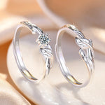 Load image into Gallery viewer, New Arrival Couple Ring Adjustable Fashion Personality 925 Silver Ring Men and Women Valentine&#39;s Day Gift Zircon Leaf Pair Rings  Amaijoin
