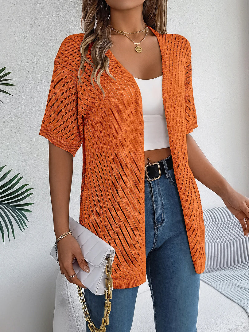 Spring Summer Knitted Cardigan Casual Hollow Out Sun Proof Tops for Women  Amaijoin