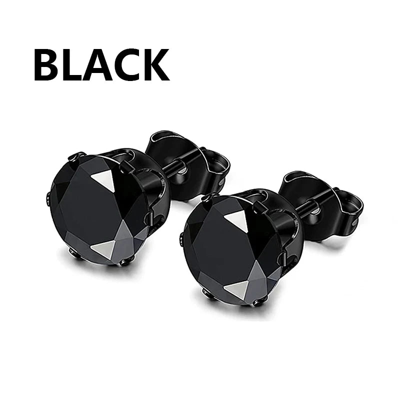 1 Pairs Punk Multiple Stainless Steel Stud Earrings Men Women Gothic Cross Round Street Pop Hip Hop Ear Stud Piercing Jewelry  Amaijoin