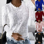 Carregue a imagem no visualizador da Galeria, Summer Fashion Woman Pulovers Blouses Lace Hollow Out Long Sleeves Solid T-shirt Korean Style Star Girl Top Y2K  Amaijoin
