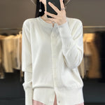 Carregue a imagem no visualizador da Galeria, Autumn And Winter New Cashmere Cardigan Women Solid Color Sweater Loose O-Neck Knitted Cashmere Cardigan Sweater Women  Amaijoin
