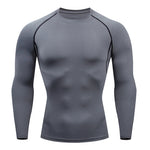 Carregue a imagem no visualizador da Galeria, Men Compression Running T-shirt Fitness Tight Long Sleeve Sport Shirts Training Jogging Tops Gym Sportswear Dry Fit Rashgard  Amaijoin
