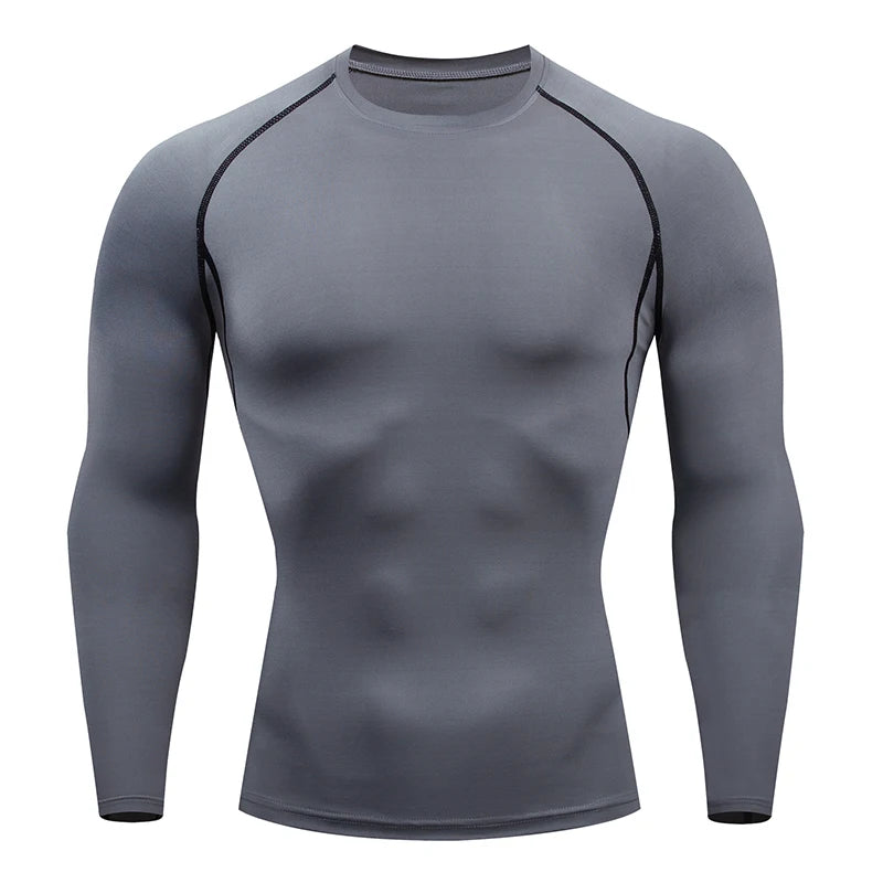 Men Compression Running T-shirt Fitness Tight Long Sleeve Sport Shirts Training Jogging Tops Gym Sportswear Dry Fit Rashgard  Amaijoin