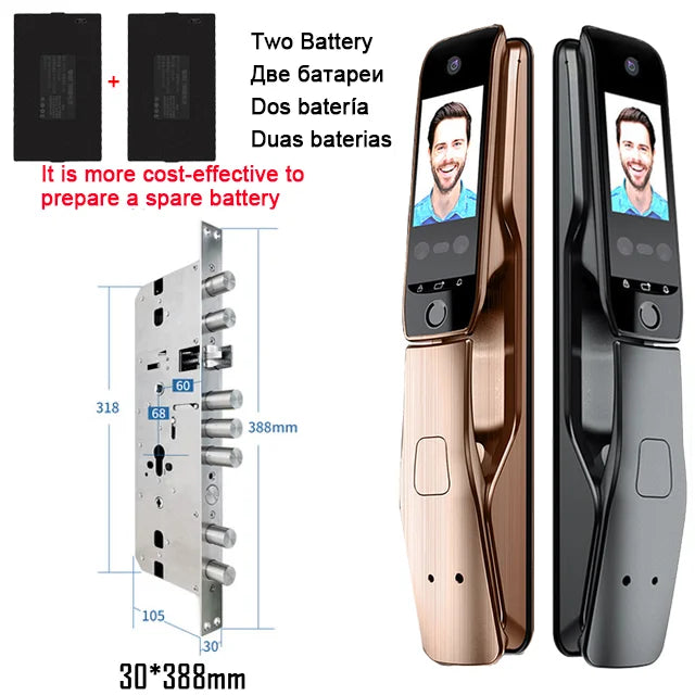 WiFi Tuya APP Voice Intercom Digital Door Lock  High Quanlity 3D Face Recognition Smart Door Lock With Camera  Amaijoin