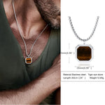 Carregue a imagem no visualizador da Galeria, Men Pendant Necklce Geometric,Tiger&#39;s Eye Stone Necklace Lapis Lazuli Stone Pendant, Mens Necklace Royal Pendant Mens Necklace  Amaijoin
